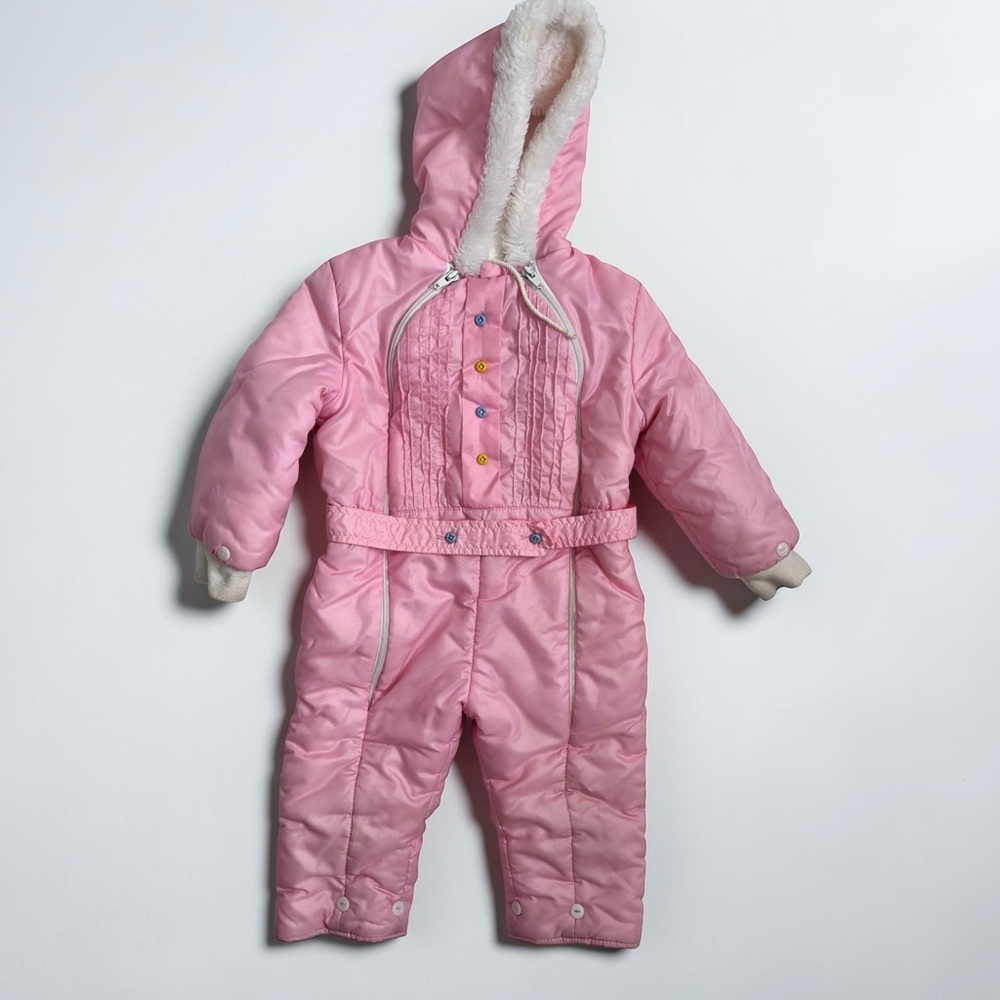 Vintage Pink Snowsuit Toddler Girl 3T Easter Outfit